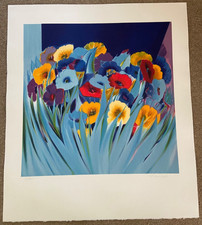 Claude Hemeret LARGE FLOWERS lithograph floral print artwork