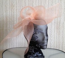 peach coral crin fascinator headband headpiece wedding party piece race ascot
