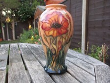 MOORCROFT   POTTERY.  POPPY PATTERN VASE . COLLECTORS CLUB OPEN DAY  PIECE 1993