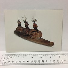 Large Postcard Unangan Aleut Model Baidarka Wood 19th Century Art Print