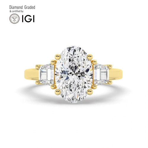 Oval diamond trilogy ring 18k - ring,