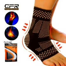 Copper Ankle Support Compression Strap Achilles Tendon Brace Sprain Sports HT