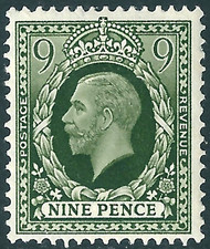 GB KGV 1934 SG447 9d Green MM