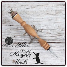 Handmade Wooden Crochet Hook, Crochet Hooks, Crochet Hook Ergonomic, Crown Skull