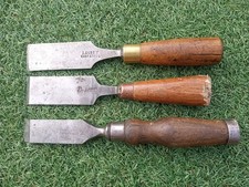 Vintage I Sorby Firmer Chisels x 3. Cast Steel Sheffield.  1 1/2 x 2 and 1 1/4