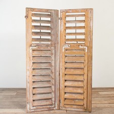 Antique Vintage Antique Reclaimed Window Shutters - Yellow/Green