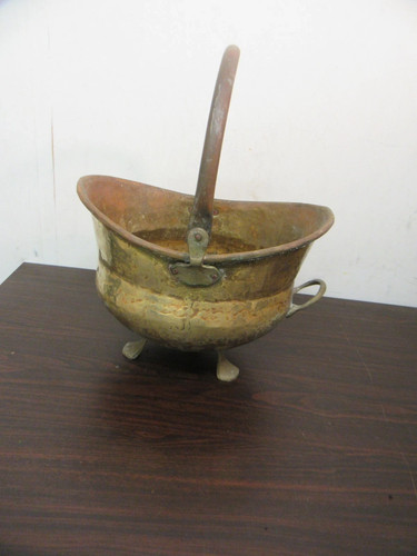 Vintage brass coal skuttle - brass,