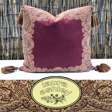 VTG 80s Laura Ashley Cushion BURGUNDY With Paisley, Woven In ITALY (18" x 18")