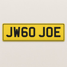 PRIVATE REG JW60 JOE – Personalised Plate – DVLA Retention Certificate