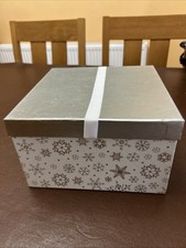 Decorated Silver Shining Snowflakes Gift Box - X Large Gift Box (Empty Box) Vgc