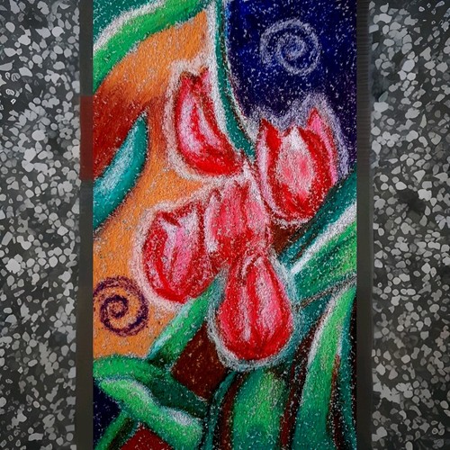 Holland tulips 5in 9in - tulips, oil