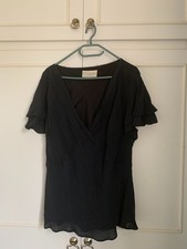 Ann Harvey, size 20/22, 100% black silk blouse, stylish and stunning,  VGC