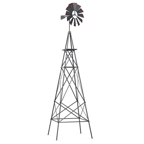 Gray metal windmill garden - metal,