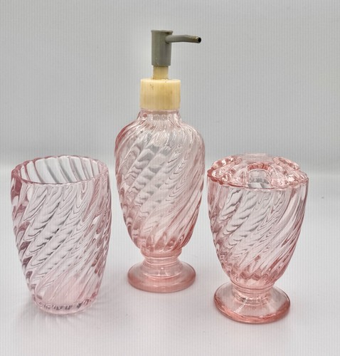Pink glass bathroom soap - bathroom,