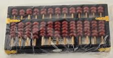 Lotus Flower Brand Chinese Abacus Vintage, Black Wood, 13 Rods, 91 Beads