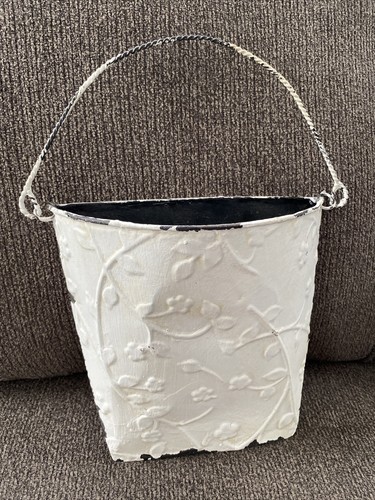 White garden metal tin planter - metal,
