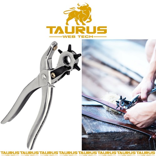 Silver revolving leather punch - leather,