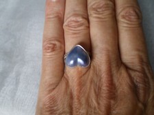 Blue Mabe Pearl heart ring, 14