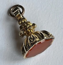 Antique Mid Victorian 1850 Gold Tone Wax Fob Seal Plain Seal