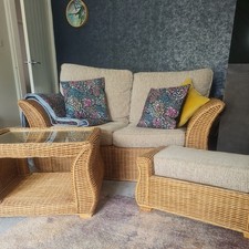 NATURAL WHICKER CANE SOFA