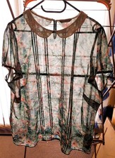 M&S Sheer Womens Over Top Green Mix Lace Collar 22
