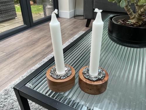 Hand turned wooden candle - wooden,