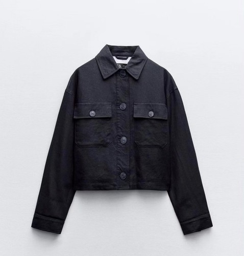 Zara cropped button - button, linen