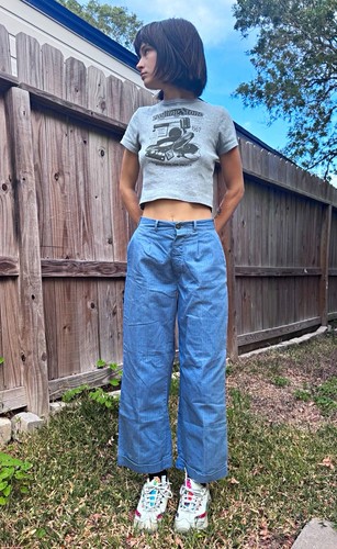 Vtg 1940 women blue cotton - vtg,