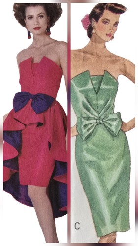 1980s high low strapless - 1980s,