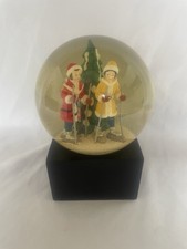 Beautiful Rare Snow Globe 2 Lady Hikers In  Snow Skiers Winter Scene Christmas