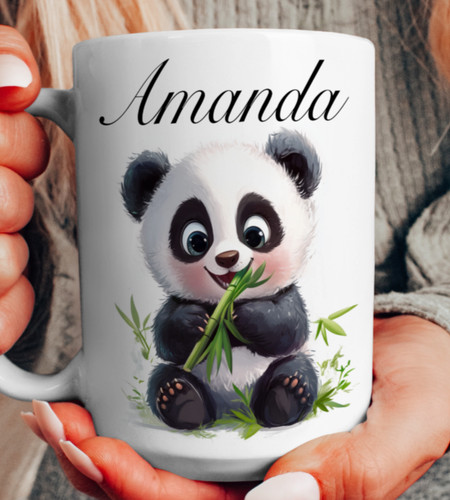 Personalised panda coffee mug - coffee,