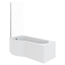 White P Shape Shower Bath 1700