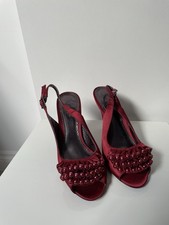 Phase Eight Red Satin & Bead Occasion Party Cruise Wedding Heels Size 4 Shoes