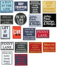 official THE BEATLES merchandise LOGO SEW ON PATCH - LYRIC / SONG TITLE RANGE 