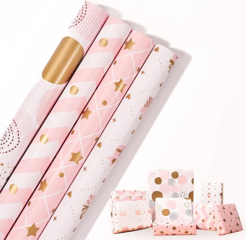 Birthday wrapping paper pink - pink, 4