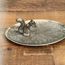 Vintage Silver Plated Seba Squirrel Oval Tray Trinket/pin Dish Made In England W