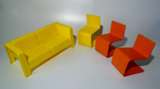 Vintage Plastic Toy Settee & 3