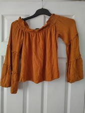Ladies Rust Coloured Gypsy Top  Size 10 Viscose Matalan