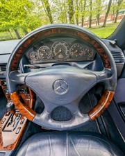 Mercedes SL R129 Burl Wood & Leather Steering Wheel & Gear Knob Blue SL500 SL320