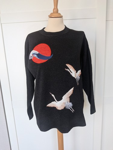 Sandro black crane embroidery