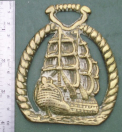 Horse brass sailing ship - horse, brass: