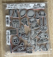 Tim Holtz Cling Rubber Stamps and Dies Crazy Things CMS237 hats  balloons  Jim