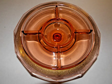 Vintage Pink Depression Glass Franciscan TIFFIN RAMBLER ROSE Footed Relish Tray