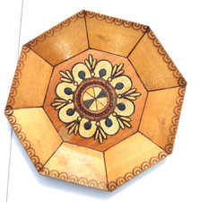 Vintage Wood wall plaque hand carved floral carving mid century 19 cm 