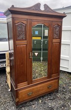 Georgian Oak Wardrobe , Nice Condition , Unmarked Mirror Door 