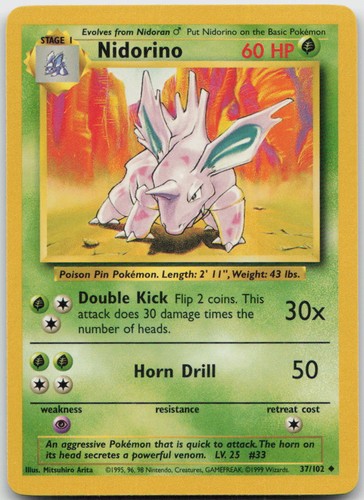 Nidorino 102 uncommon base - uncommon,