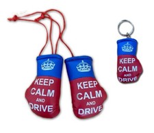 Keep Calm GB Car Mirror Mini Boxing Gloves & Keyring Car accessories Xmas Gift