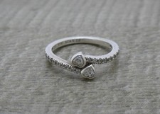 Genuine Pandora Ale Sterling 925 Silver Twisted Double Heart Cz Ring Size 52