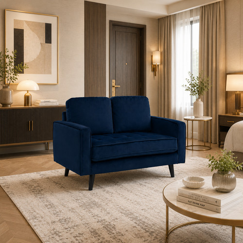 Navy blue velvet sofa - navy, 2