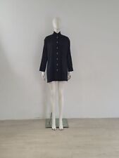 Yacco Maricard (2) Black Pin Tuck Shirt UK 14 16 High-Neck Cotton Long Blouse